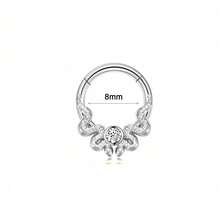 1pc Exquisite CZ Hinged Clicker Nose Ring, 2 Styles: Snake Design & Beaded Three-Stone Cubic Zirconia Segment Jewelry, 316L Hypoallergenic Stainless Steel, Multi-Purpose Nose Piercing, Cartilage, Ear Canal & Nose Jewelry - Multicolor - View 15