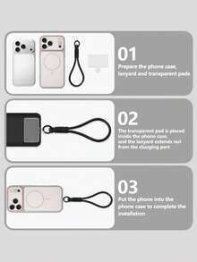 Magnetic Matte Dual-Color Phone Case With Lanyard Compatible With 17 Pro Max, 17 Pro, 16 Pro Max, 16 Pro, 15 Pro Max, 15 Pro, 14 Pro Max, 14 Pro, 13 Pro Max, 13 Pro, Couple Gift, Wireless Charging, Anti-Fall Hard Shell, Shockproof - Grayish White + Short Rope - View 6