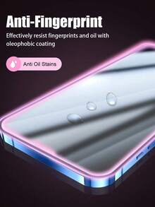 MIGAE 2pcs Pink Inflatable Film, Night Glow, High Definition Tempered Glass Screen Protector, Sweat-Proof, Shatter-Proof, Anti-Theft, Compatible With IPhone 11/12/13/14/15/16/16 Plus/16 Pro/16 Pro Max/16e/17/17 Air/17 Pro/17 Pro Max/17e/18 Pro/18 Pro Max - Mauve Purple - View 2