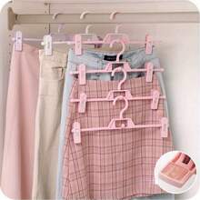 5/10pcs Plastic Pants Hangers With Anti-Slip Clips, Connectable - Multi-Function Pants And Skirts Holder - 360° Rotating Hook With Adjustable Clips - Back To School Promotion - White - View 5