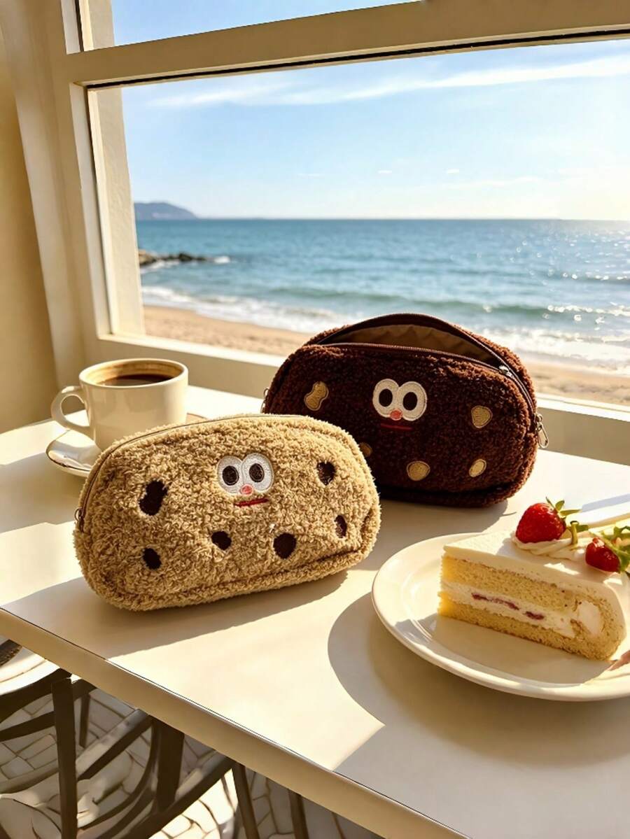 Cartoon Cookie Storage Bag, Large Capacity Soft Cute Funny Shaped, Multi-Functional Dual-Use Student Pencil Stationery Case, Portable Cosmetic Storage Bag Coin Purse, School Supplies, Daily Storage, Holiday Gift - A - View 1