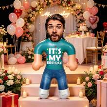 1pc Personalized Inflatable Blow-Up Prop, Customized Face Inflatable Blow-Up Prop, Personalized Inflatable Party Prop Bride & Groom, Bachelorette Party Gift, Bachelorette Party, Bride Gift, Inflatable Doll, Wedding Favor, Birthday, Special Occasion - Multicolor - View 6
