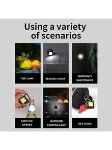 1pc Mini Keychain Light, Multi-Function Portable Handheld Light, Mini Flashlight, Outdoor Strong Magnetic Work Light, Key Light - Black - View 7