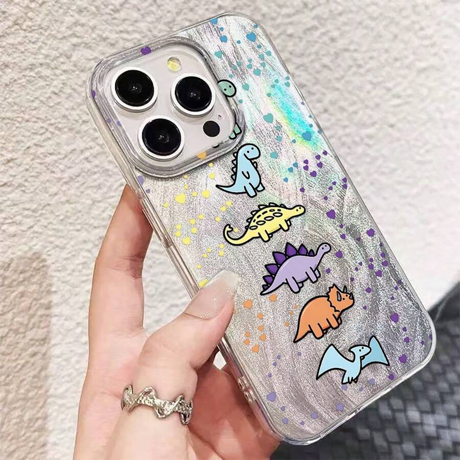 NcmRyu Heart Cartoon Dinosaur Silicone Phone Case, Suitable For Daily Use, Compatible With Apple 17, 16, 15, 14, 13, 12, 11 Pro Max And Various Models. It Features Waterproof, Shockproof And Scratch-Resistant Functions. - White - View 1