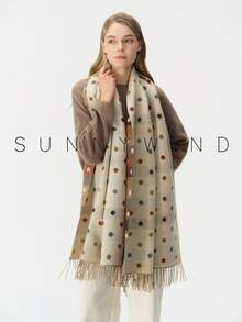 1pc Women's Polka Dot Minimalist Versatile College Style Polyester Jacquard Scarf, Suitable For Autumn/Winter Daily Wear - Beige - View 1