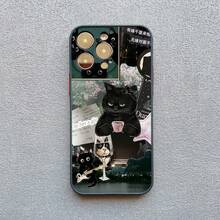 Artistic Image Stitching Black Cat Phone Case For IPhone 17 16 15 Pro Max Plus 14 13 12 Mini 11 Pro Max XS XR X Back Covers - 黑色 HMPJ 1 - 查看 1