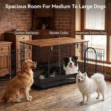 HaluPeit Retro Color Palette Pet Dog Cage, Multi-Functional Storage Side Table Cage For Home Use, Convenient Three Sided Door Opening, Comfortable Home Use For Small And Medium-Sized Dogs Living In Dog Cages - Rust Brown - View 3