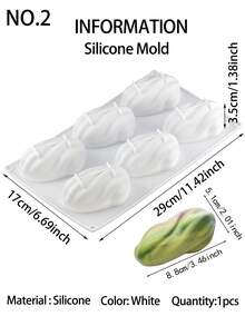 1pc Pistachio Shaped Silicone Mold, Baking Mousse Cake Mold, Cake Decoration Baking Mold - White - View 14