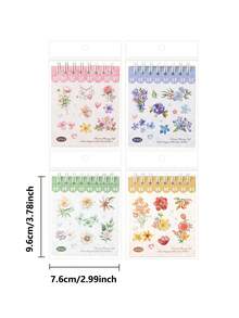 1 Book 20 Sheets Fresh Floral Die-Cut Sticker Book For Planner DIY Collage Decoration Scrapbook Photo Album - Iridescent Floral Painting - View 2