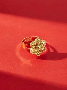Mgyi Boho 6-Petal Rhombus Hollow Flower Open Adjustable Ring For Women Daily Party Wear - PJZ-196 - View 3