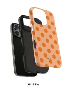 GIIPPA 1件裝清新橘色波點滿版印花設計手機殼，適用於 Phone 17 Pro Max，相容 Phone 16 Pro Max、15 Pro Max、14 Pro Max，韓系高端時尚趣味手機殼，相容 11/12/13/14/15/16 Pro Max Plus，優雅設計男女皆宜，適合送給女友的聖誕節、情人節、復活節、婚禮季與生日完美禮物 - 橘色 - 查看 2