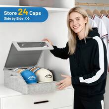 1pc Sturdy Baseball Cap Storage Box, Can Hold Up To 24 Hats, Transparent Hat Organizer Box, Suitable For Closet And Bedroom, Large Hat Box With Cardboard Lining. - Multicolor - View 4