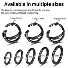 SHZYLN 2pcs/Set 316 Stainless Steel Nose Rings (Double Ring Design) Optional Sizes 18G/16G, Diameter 8mm-10mm; Can Be Used As Cartilage, Helix, Daith, Rook Earrings Or Septum Rings; Features Hinged Opening Design - 2 Pieces - View 2