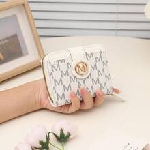 Vintage M Letter Short Wallet For Women, Multi-Function Card Holder With Multiple Slots And Zipper Coin Purse - Multicolor - View 13