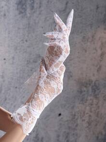 1 Paar neue Damen sexy Mode dunkler Stil Partykleid Rosen Spitze Handschuhe - Verschiedenfarbig - Übersicht 10