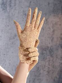 1 Paar neue Damen sexy Mode dunkler Stil Partykleid Rosen Spitze Handschuhe - Verschiedenfarbig - Übersicht 8