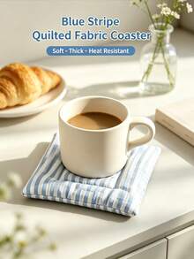 1pc Striped Quilted Coaster, Thick Soft Touch Heat-Resistant Cup Mat, Non-Slip Desktop Protector, Suitable For Coffee Tea Cups, Home Kitchen Table Decor, Christmas Halloween Thanksgiving Holiday Gift - Multicolor - View 5