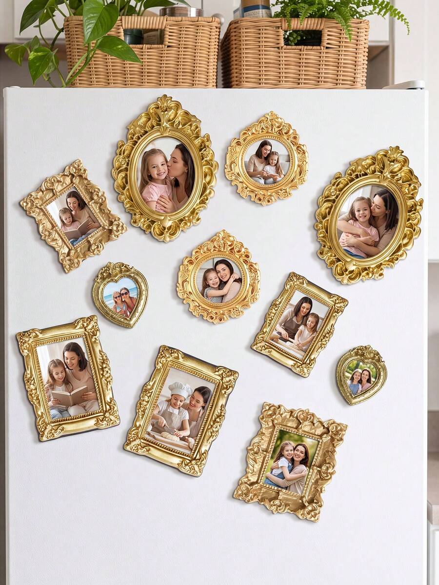 15pcs Mini Vintage Photo Frames, Small Resin Antique-Style Frames, Small Gold Frames Suitable For DIY Wall Hanging, Jewelry Display, Photography, Party, Hotel, Home Decor (Mini Frame A)