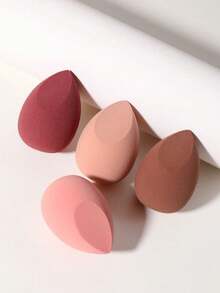 4pcs Soft Elastic Makeup Sponges, Multi-Functional Makeup Tools For Concealer, Lotion, Liquid Foundation, Loose Powder, Daily Bedroom Makeup, Travel Portable, Affordable Beauty Accessories, Practical Christmas Holiday Gift - Multicolor - View 1