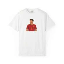 Camiseta Gráfica de Fútbol de España de Ferran Torres |   Camiseta Minimalista para Fanáticos del Fútbol - Blanco - Ver 1