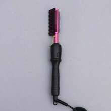 2-In-1 Hair Straightener & Curler Comb (Copper & Pink Options), Wet/Dry Dual-Use Electric Heating Comb, Fast Heating  Styling Tool, Portable Salon-Quality Hair Straightening Comb For Home Daily Grooming & Travel Use - Purple - View 1