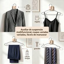 Cabides Aço Inoxidável 10/20/30/40/50 Estrutura Reforçada Sem Deformação Guarda de Roupas Com Padrão Profissional - Visão 9