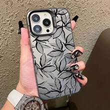 Black Rose Flower INS Laser Phone Case For IPhone 17 16 15 14 Pro Max Plus 13 12 Mini 11 Pro Max Shockproof Protective Covers - CH-Black B 花 4 - 查看 1