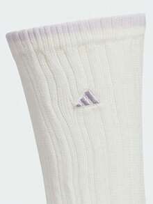 Adidas 女款 W 中筒襪，舒適柔軟中筒襪 (1雙) KR5151 - 白色/紫色 - 查看 3