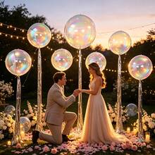 22 Inch 4D Gradient Iridescent Foil Balloons, Colorful 4D Balloons, Paired With Rain Curtain Decoration, White Ribbon Decoration, Suitable For Wedding Decoration, Engagement, Birthday Party, House Ceiling Party Decoration, Bachelor Party, Mermaid Party Decoration, Christmas. - View 10