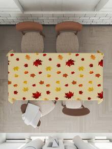 1pc,Autumn Style Tablecloth,Maple Leaf Print Tablecloth,Square Tablecloth,Picnic Cloth,Multiple Sizes Available,Perfect For Family Dining,Restaurant Decor,Kitchen Decor,Home Decor,Outdoor Party Decor - Multicolor - View 3
