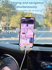 1pc Cute Dashboard Suction Cup Phone Holder, Printed With "Hi, I'm Baby" Text, Gravity Auto-Clamping, Foldable, Anti-Vibration, Stable Universal Navigation Accessory, Designed For Female Drivers - Upgraded Version - View 5