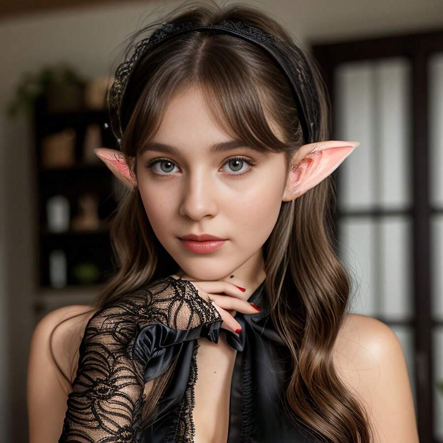 5pcs Halloween Elf Ears, 2/4/8pcs Cosplay Costume Hair Additions For Women, Suitable For Holiday Performances, Headwear Gifts - Multicolor - View 1