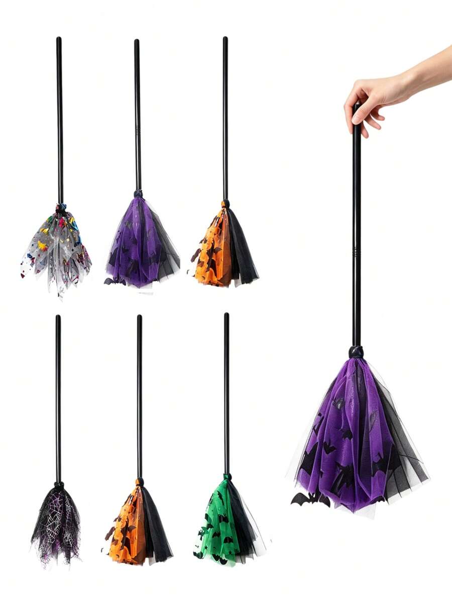 5pcs/3pcs/1pc Sapu Penyihir Halloween Plastik, Properti Sapu Halloween, Dekorasi Kostum Halloween, Pertunjukan Halloween, Pesta Cosplay - sapu penyihir - View 1