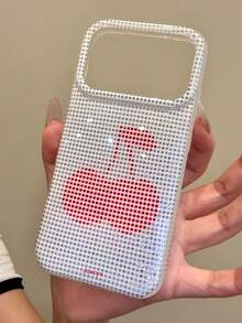 Cute Cherry Fruit Glitter Glossy IMD Phone Case Compatible With IPhone 17 Pro Max 17Pro 16 Pro Max 16Pro 15 Pro Max 14 13 12 11 Pro Max Protect Back Shell Girl Gift Cover - White - View 3
