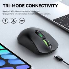 T-WOLF X5 Tri-Mode Gaming Mouse Wireless Bluetooth Anti-Slip Grip 1000Hz Polling Rate Lightweight Gaming Mouse For PC Competitive Gaming Business Office With Cute Stickers - View 4