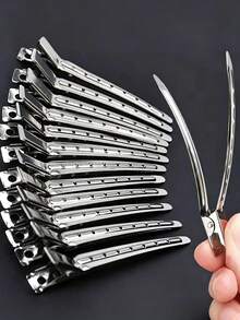 48pcs/12pcs Women's Hair Clips, Silver 9cm/3.54in Metal Hollow Design, Street Casual Y2K Style, Simple Fashion Cute Elegant, Suitable For Daily, Vacation, Styling, Salon, School, Outfit Matching, Alligator Hair Clips - Silver - View 1