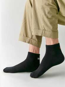 5 Pairs Men's Cotton Socks, Thin Mid-Calf Solid Color Sports Socks, Spring/Summer, Antibacterial, Breathable, Moisture-Wicking, Odor-Resistant - Multicolor - View 6