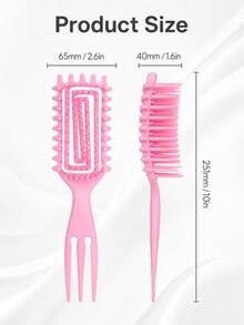 Multi-Color Curly Hair Styling Comb, 2 Spiral Design Curl Definition Detangling Combs, Round Head Pin Comb, Flexible Open Back Design, With 3-Tooth Tail Comb, Suitable For Wet/Dry Hair, Wavy/Curly/Coily/Thick Hair, Daily Parting And Styling - Multicolor - View 11