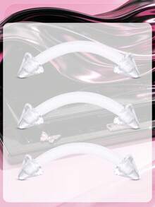 3pcs 16G Clear Flexible Plastic Eyebrow Rings For Sports,Daith Rook Earrings Eyebrow Rings Curved Barbells Eyebrow Piercing Retainers - Clear - View 10