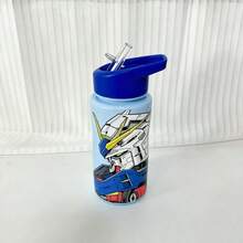 bandai 多色機甲印花塑膠吸管杯，翻蓋吸管設計，防漏日常飲水杯，適合辦公室、學習、通勤，生日與節日禮物 - 彩色 - 查看 3