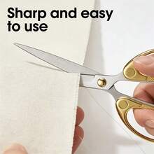 Ultra-Sharp Stainless Steel Scissors 1/2/3pcs Set, Durable Multi-Purpose Office & Craft Scissors, Suitable For Home, School, Sewing | Perfect Christmas & Halloween Gift, Essential For Crafts | Ergonomic Handle - Gold - View 4