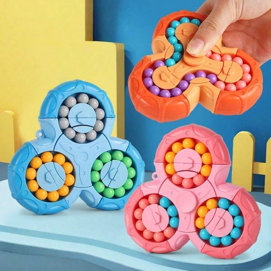 3-Leaf Rotating Ball Magic Cube, Double-Sided Track Sliding Bead Spinner, Children's Logic Thinking Training Fingertip Stress Relief Educational Toy - Multicolor - View 1