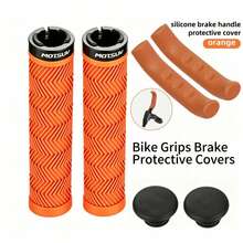 MOTSUV Mountain Bike Bicycle Riding Non-Slip Soft Handlebar Grips Set, Universal Lock-On, Rubber + Silicone Brake Grip Protector Kit - Multicolor - View 8