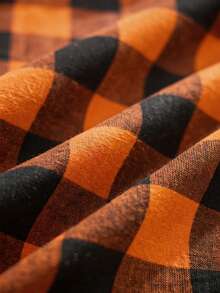 1pc Christmas Vintage Multi-Color Plaid Ruffle Edge Rectangular Tablecloth, Halloween Atmosphere Dining Table Cover, Home Restaurant Living Room Holiday Party B&B Decoration - Orange - View 5