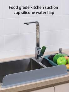 Black Or Gray Silicone Sink Splash Guard With Suction Cups, Kitchen Sink Splash Guard, Restaurant Sink Splash Guard - Grey - View 3