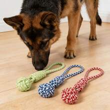 Large Dog Chew And Tug Toy | Thickened Wide Braided Rope Ball With Red Striped Fabric Cover | Suitable For Puppies And Adult Dogs | High-Strength Interactive Tug-Of-War Training Toy - Multicolor - View 10