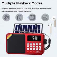 Radio Darurat Portabel Mini Tenaga Surya AM FM SW, Layar LED, Speaker Bluetooth Nirkabel, Senter, Power Bank, Mendukung Kartu TF, Slot USB, Penerima Darurat untuk Berkemah di Luar Ruangan, [Kapasitas Baterai: 1200mAh] - View 5