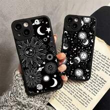 Funny Sun Moon Face Silicone Phone Case For IPhone 14 Pro Max Plus 13 12 Pro Max 11 XS X XR SE2 7 8 Plus Soft Back Cover Fundas - T-Black SHRY 1 - 查看 7