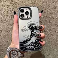 Laser Phone Case For IPhone 16 15 14 Pro Max Plus 13 Mini 12 11 Pro Max Fashion Great Black Wave Shockproof Protective Covers - CH-Black LKHL 1 - 查看 10