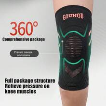 1pc Elastic Knit Knee Sleeve, Breathable Compression Sports Knee Support, Suitable For Running, Weightlifting, Cycling, Fitness Training, Unisex - Black - View 7